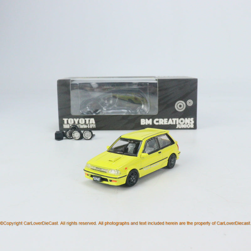 BM creaations 1:64 Toyota Starlet Turbo S 1988 EP71 -Yellow RHD ( 64B0