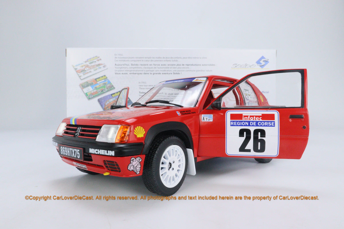 Solido 1:18 Peugeot 205 Rallye Tour de Corse 1990 (S1801709) Diecast c
