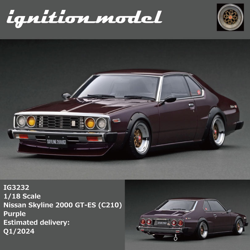 Ignition Model 1:18 Nissan Skyline 2000 GT-ES (C210) White/Purple Worldwide  80pcs Limited Production (IG3231/IG3232) Resin Car Model Available Now